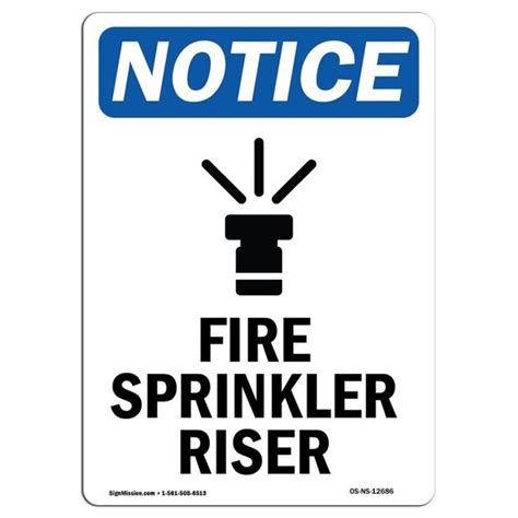 Signmission OSHA Notice Sign Fire Sprinkler Riser With Symbol 24in X