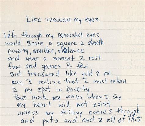 Life Through My Eyes Tupacs Handwritten Poem