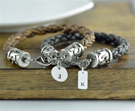 Personalized Mens Leather Bracelet Custom Initial Bracelet - Etsy