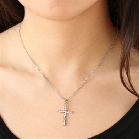 Premium Cz Cross Pendant Necklace With Premium Cz