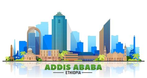 Premium Vector | Addis Ababa ( Ethiopia ) city skyline at white ...