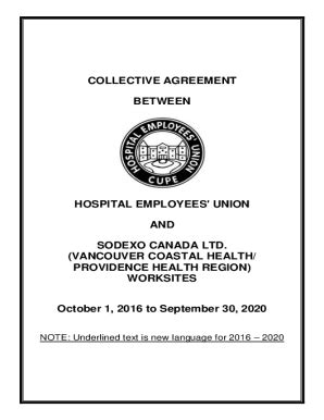 Fillable Online Collective Agreement Between Hospital Employees Union