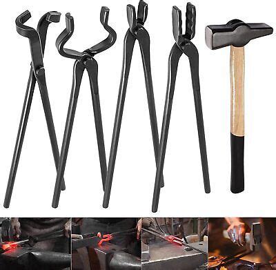 Ebay Blacksmith Tongs Set Blacksmiths Hammer Bladesmith Tongs Vise