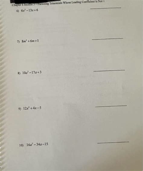 Solved Chapter 6 Section 3 Factoring Trinomials Whose