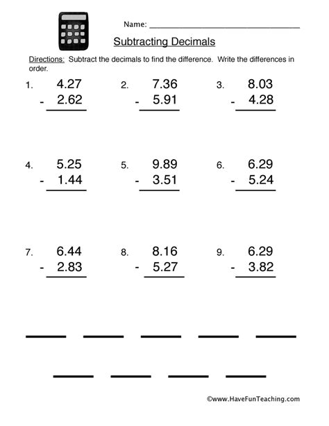 5th Grade Math Decimal Add Subtract Worksheet Blank Decimal Worksheets