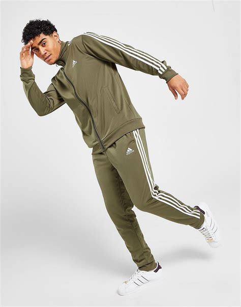 Adidas Badge Of Sport 3 Stripes Tracksuit In Green For Men Lyst Uk