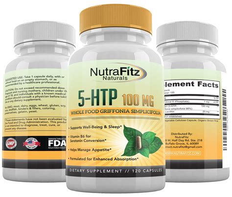 5 HTP 100mg Supplement Plus B6 5HTP Organic Whole Food Natural Sleep