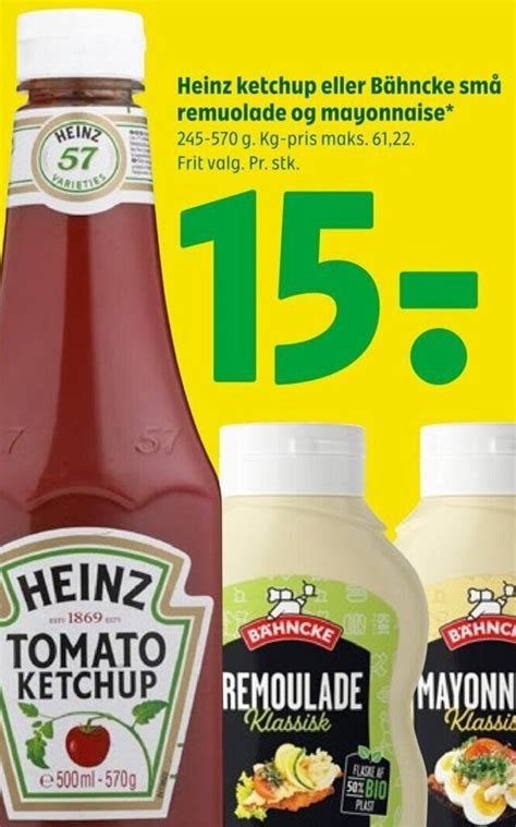 Heinz Ketchup Eller B Hncke Sm Remuolade Og Mayonnaise Tilbud Hos Coop