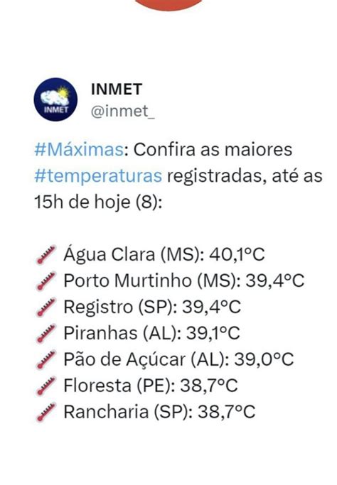 Ms Lidera Maior Temperatura Do Brasil Pelo Segundo Dia Seguido O