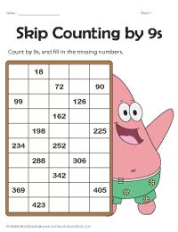 Skip Counting by 9s Worksheets