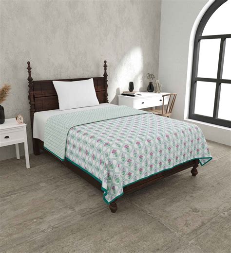 Buy Green Cotton Traditional 220 GSM Double Bed Dohar At 40 OFF By