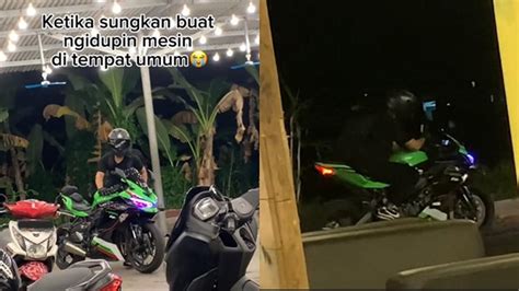 Aksi Seorang Pria Dorong Motor Demi Sopan Santun Tapi Malah