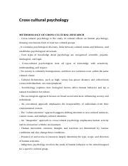 Cross Cultural Psychology Docx Cross Cultural Psychology METHODOLOGY