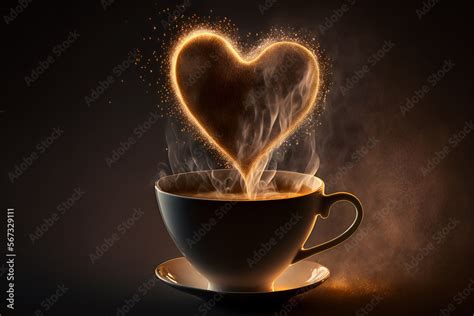 Cup Of Coffee With Heart Savor The Warmth Of Love With A Steaming Hot