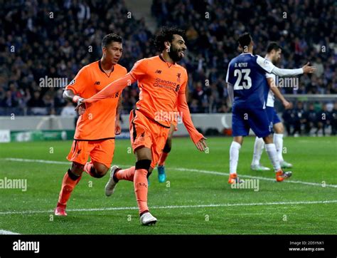 Liverpools Mohamed Salah Celebrates Scoring His Sides Second Goal Of