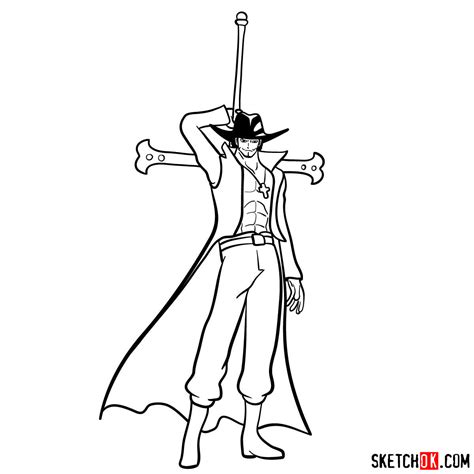 How To Draw Dracule Hawk Eyes Mihawk In Easy Steps