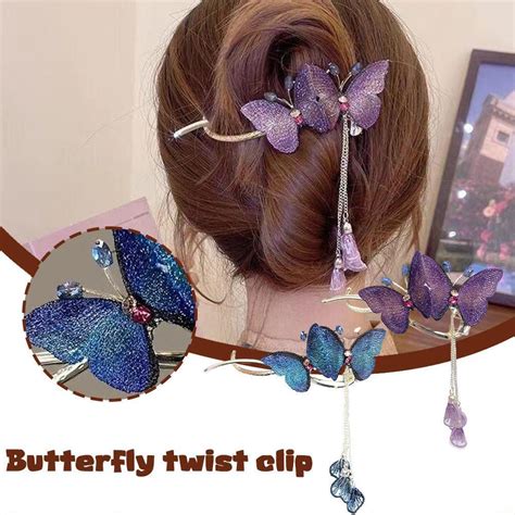 Purple Butterfly Hair Clips Accessories Rhinestone Flower Hair Clip Hair T2w2 Ebay