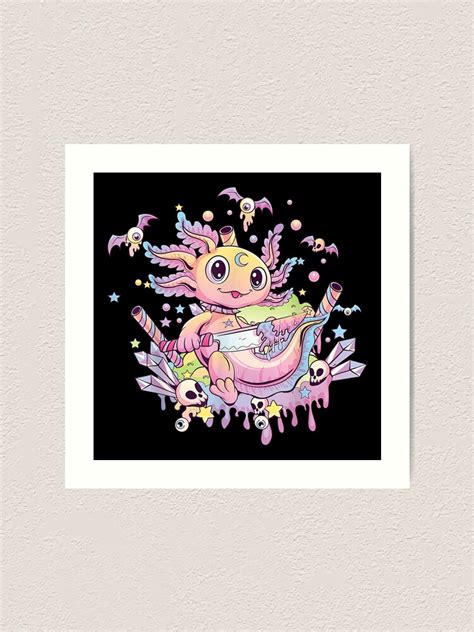 Pastel Goth Cute Creepy Axolotl Gothic Kawaii Art Print By