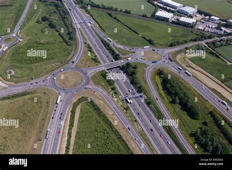 Aerial View Of The M1 Motorway Near Ridgmont Buckinghamshire Stock