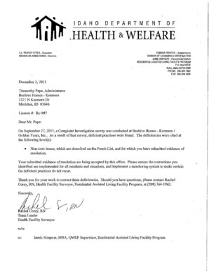 Fillable Online Healthandwelfare Idaho I DAH0 DEPARTMENT OF