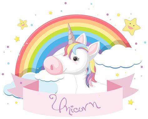 Licorne Colorée Et Arc en ciel Dans Le Ciel Vecteur Premium