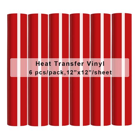 Red Heat Transfer Vinyl HTV Roll 12 X12 For Tshirt Precut 6 Sheets Pack