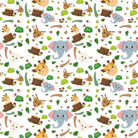 Free Vector Cute Animal Seamless Pattern