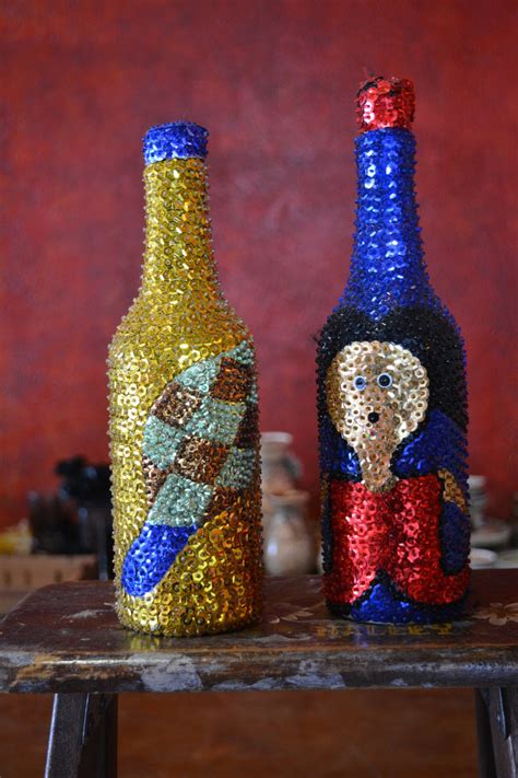 Haitian Voodoo Ceremonial Altar Decor, Altar La Sirene Sequin Bottle