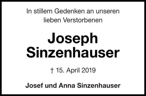 Traueranzeigen Von Joseph Sinzenhauser Aachen Gedenkt