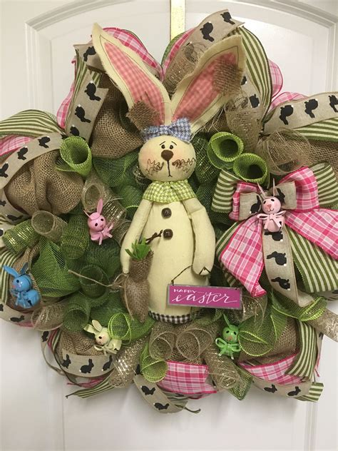 Easter Bunny Wreath Bunny Wreath Front Door Wreath Etsy Easter