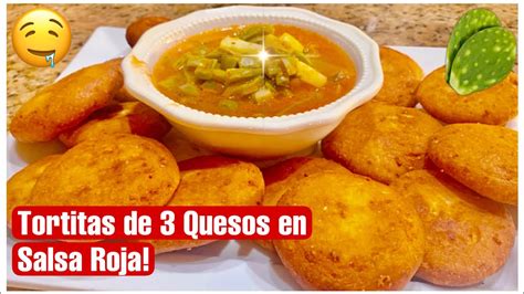 Tortitas de 3 Quesos en Salsa Roja con Nopales SÚPER FÁCIL YouTube