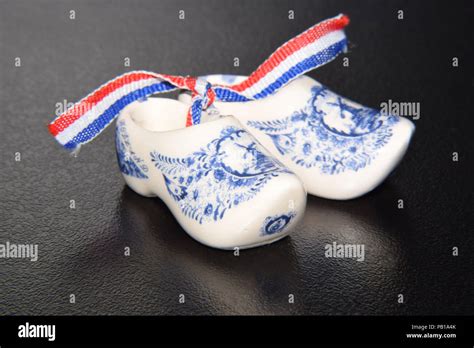 Dutch Traditional Shoes Wooden Clogs In Porcellain Decorated With