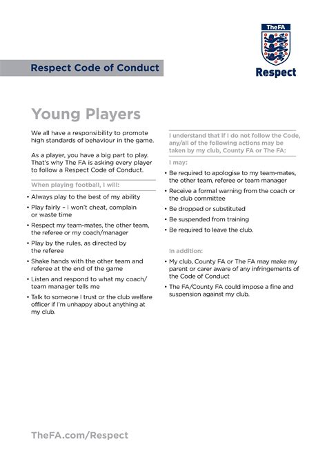 Player Code Of Conduct Stockport Dynamoes Football Club