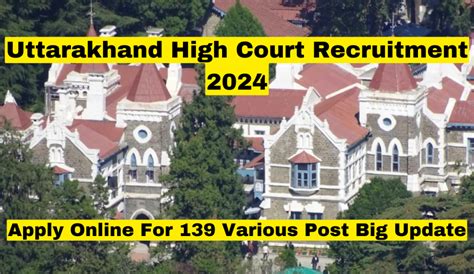 Uttarakhand High Court Recruitment 2024 Apply Online For 139 Various