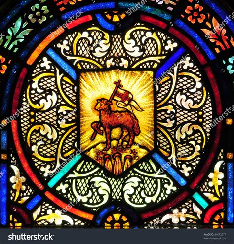 Stained Glass Window Lamb God Symbol Foto De Stock 84672577 Shutterstock