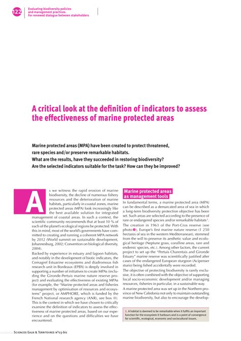 Pdf A Critical Look At The Definition Of Indicators To Assess The