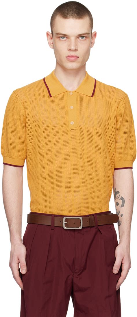 Dries Van Noten Yellow Spread Collar Polo Ssense