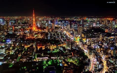 Tokio Japonia Miasto Noc