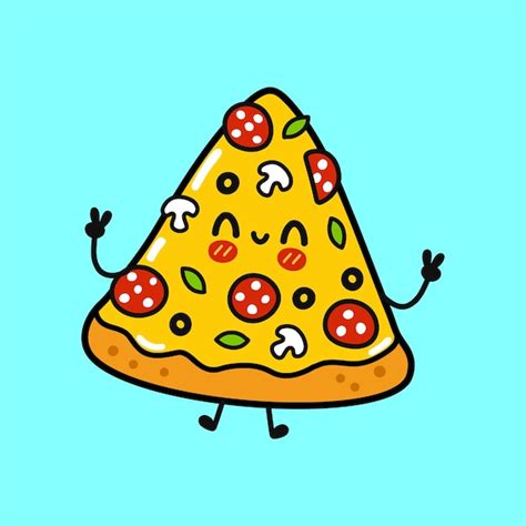 Lindo Personaje De Pizza Divertida Vector Premium