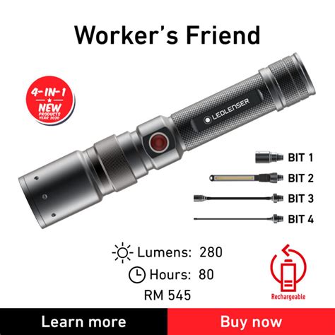 LED LENSER Workers Friend Torcia 4 IN 1 Latini Sport