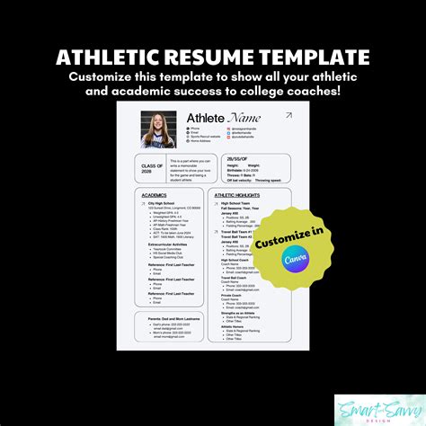 All Sports Athletic Resume Template For College Recruitment Editable