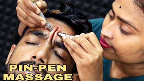 Asmr Tip Top Pin Pen Massage By Barber Girl Pakhi Forehead Massage Asmr Loud Neck Cracking