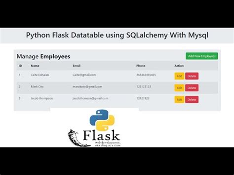 Python Flask Datatable Using SQLalchemy With Mysql YouTube