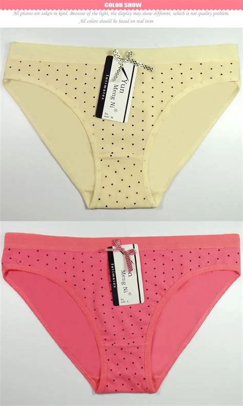 Yun Meng Ni Underwear Sexy Girls Cotton Briefs Dot Printing Cheekies