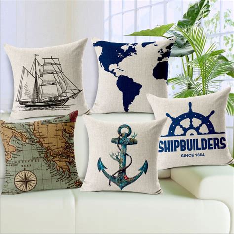 Nautical Linen Pillow Cover Set Etsy