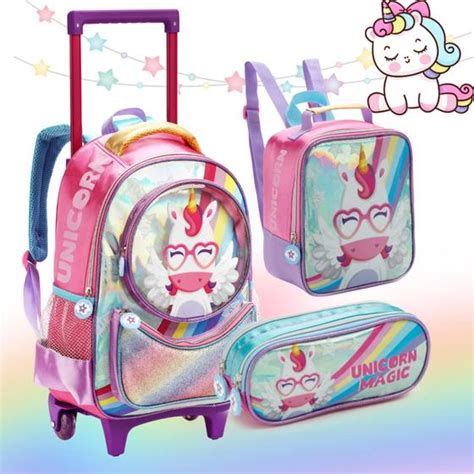 Kit Mochila Escolar Feminina Infantil Unic Rnio Lancheira T Rmica