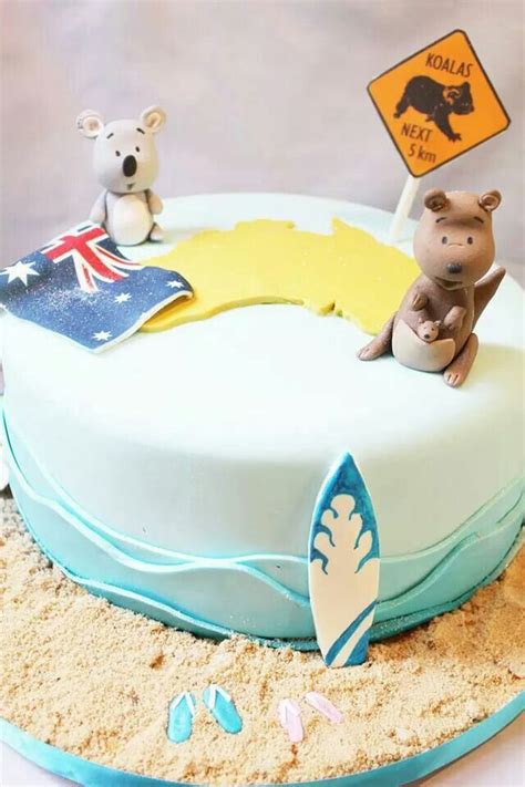 Australian Themed Cake With Kangaroo And Koala Topper Themed Cakes