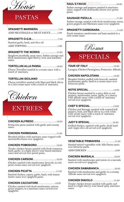 Menu at ROMA Italian Restaurant, Scottsbluff