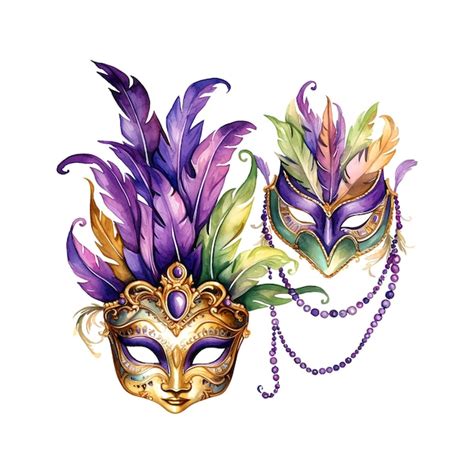 Premium Vector Mardi Gras Watercolor Carnival Mask Masquerade Face