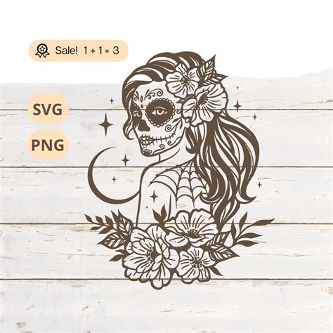 Sugar Skull Girl Svg Png Catrina Svg Sugar Skull Svg Girl Skull Svg Mexican Svg Day Of The